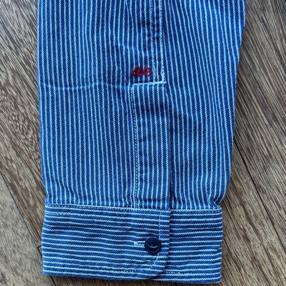 American Eagle Blue Striped Button-Up Shirt - Picture 3 of 4